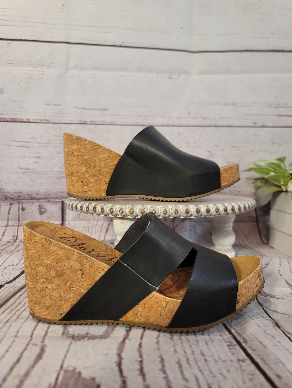 NWT Blowfish Malibu Womens Black Cork Wedge Slide Sandals Size 8.5 - Picture 2 of 14